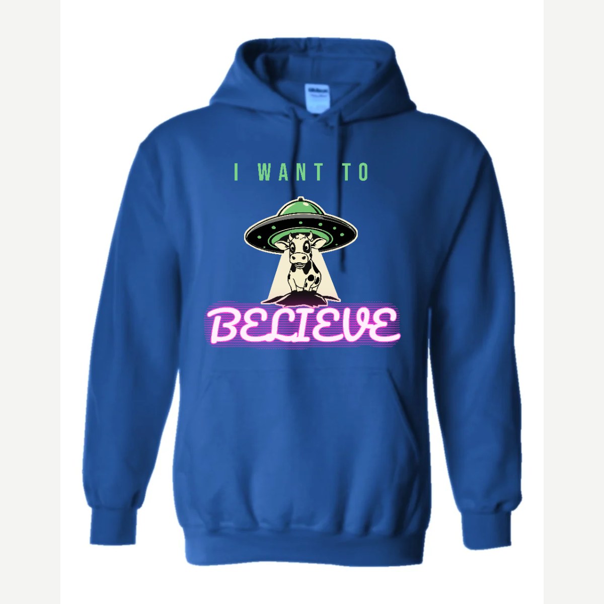 I Want to Believe (UFO Cow) — Hoodie / Royal
