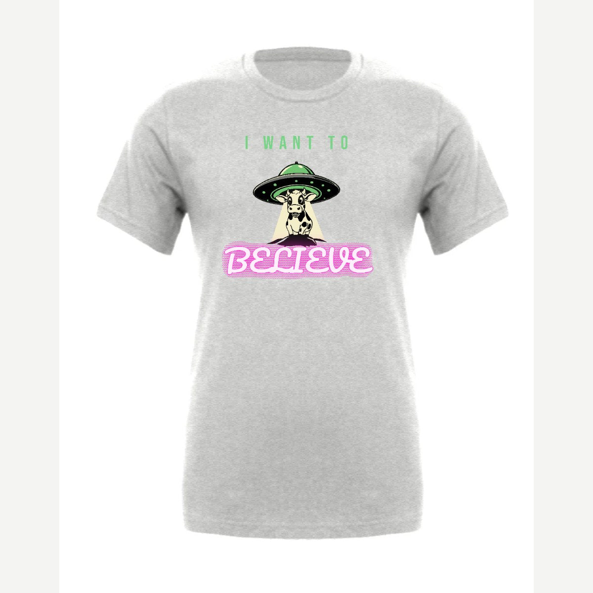 I Want to Believe (UFO Cow) — Premium Tee / Athletic Heather