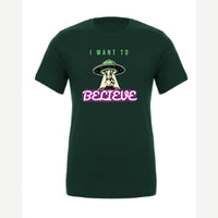 I Want to Believe (UFO Cow) — Premium Tee / Forest