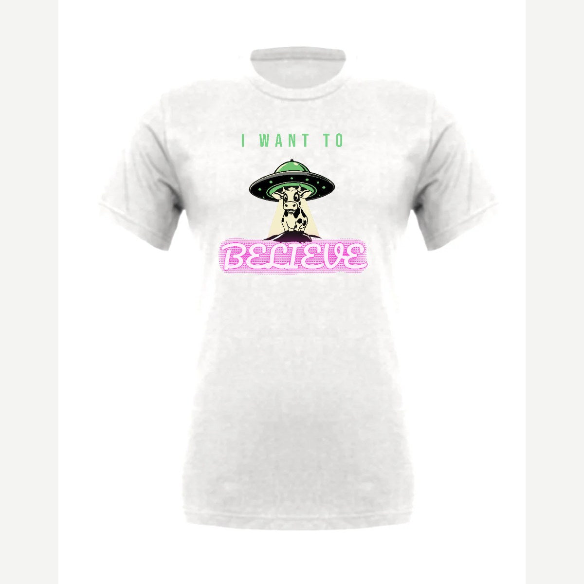 I Want to Believe (UFO Cow) — Premium Tee / White