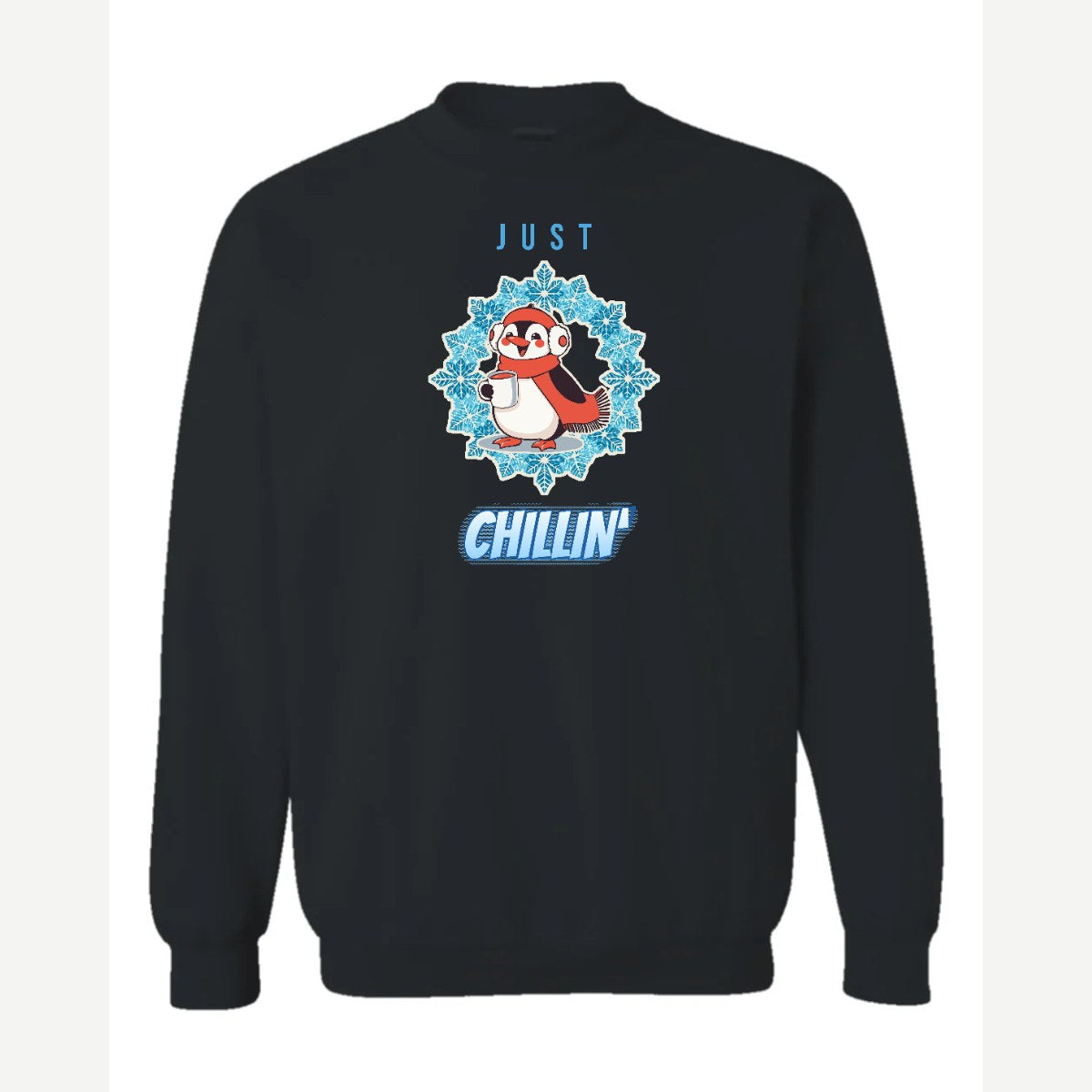 Just Chillin' (Penguin) — Crewneck Sweatshirt / Black