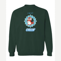 Just Chillin' (Penguin) — Crewneck Sweatshirt / Forest Green