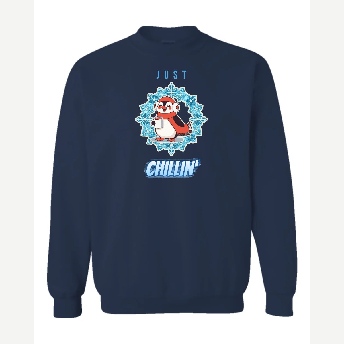 Just Chillin' (Penguin) — Crewneck Sweatshirt / Navy