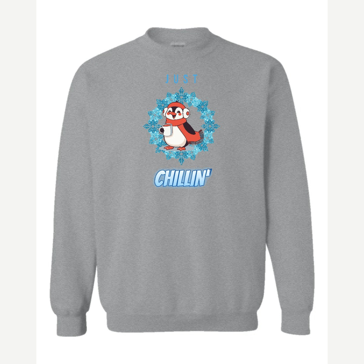 Just Chillin' (Penguin) — Crewneck Sweatshirt / Sport Grey