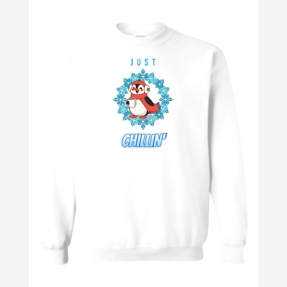 Just Chillin' (Penguin) — Crewneck Sweatshirt / White