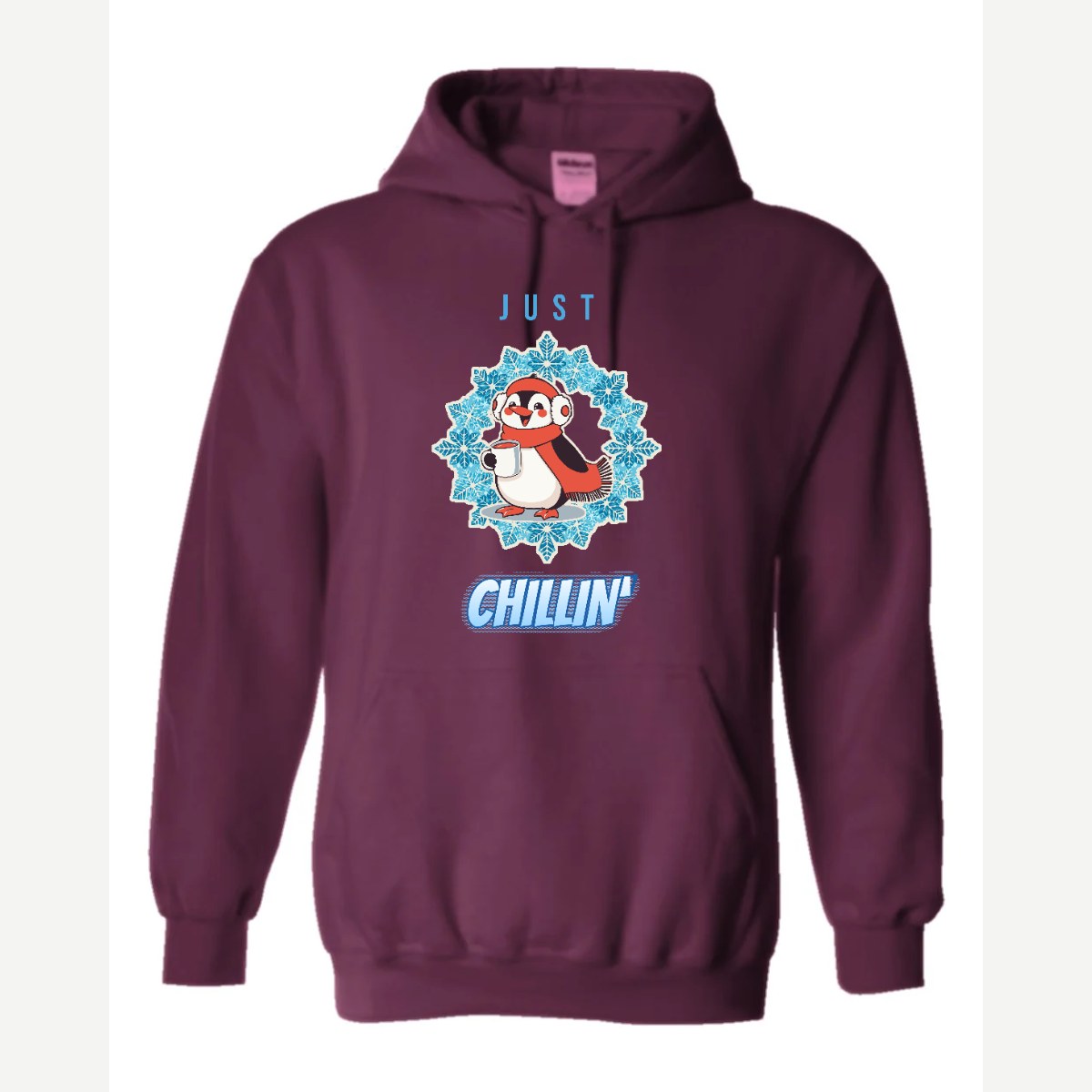 Just Chillin' (Penguin) — Hoodie / Maroon
