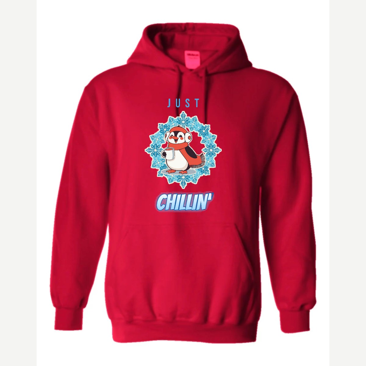 Just Chillin' (Penguin) — Hoodie / Red