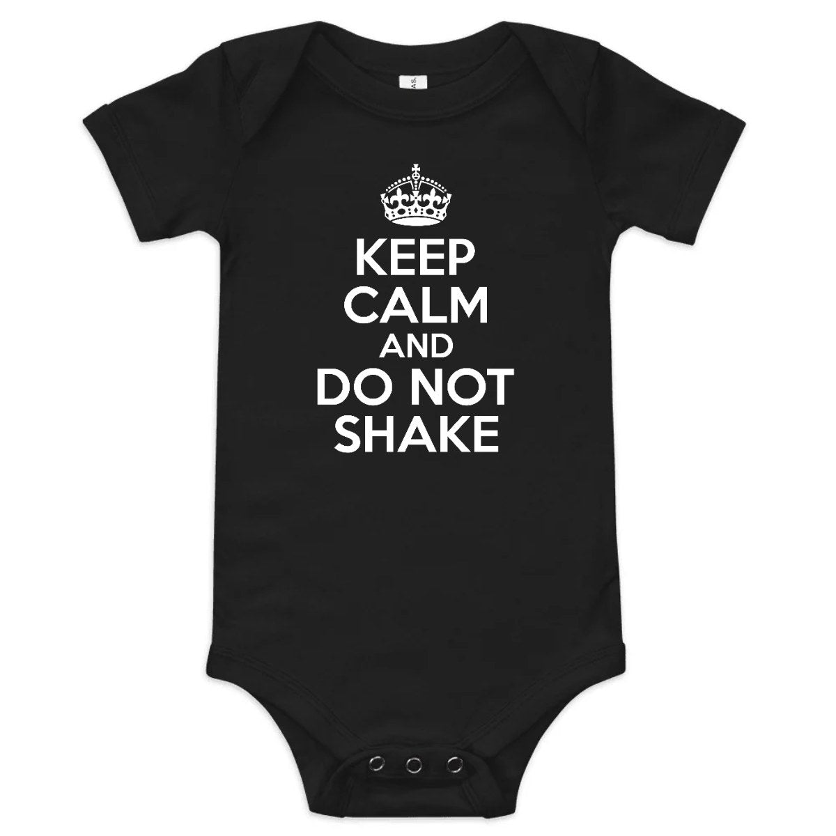 Keep Calm Do Not Shake — Baby Bodysuit / Black