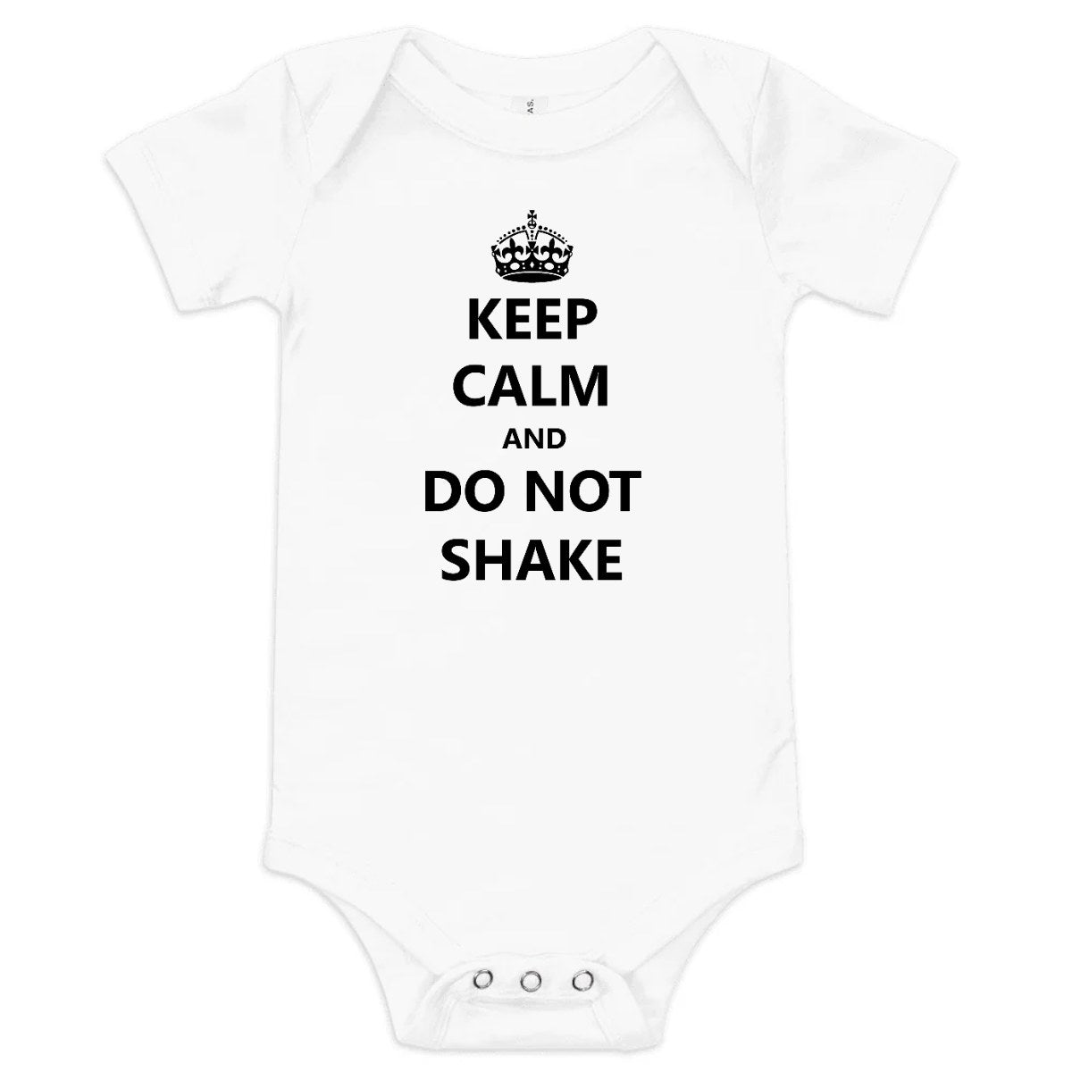 Keep Calm Do Not Shake — Baby Bodysuit / White