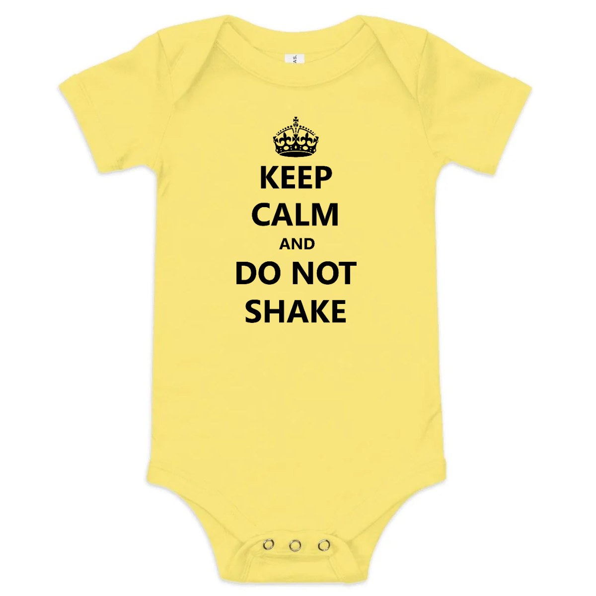 Keep Calm Do Not Shake — Baby Bodysuit / Yellow