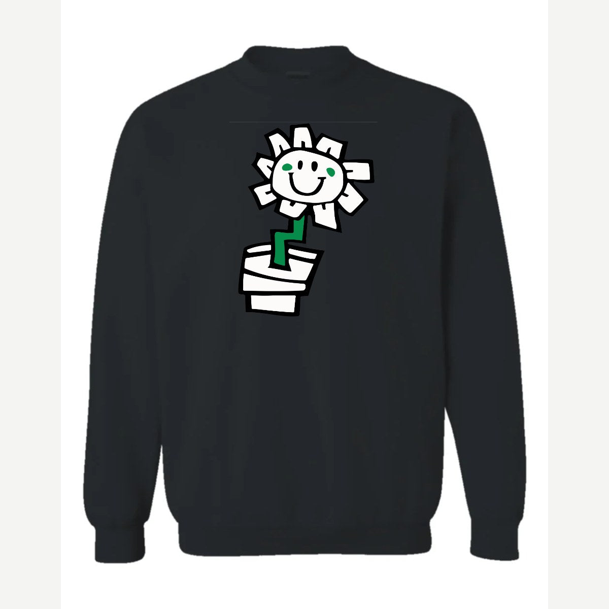 Kurplunk Flower — Crewneck Sweatshirt / Black