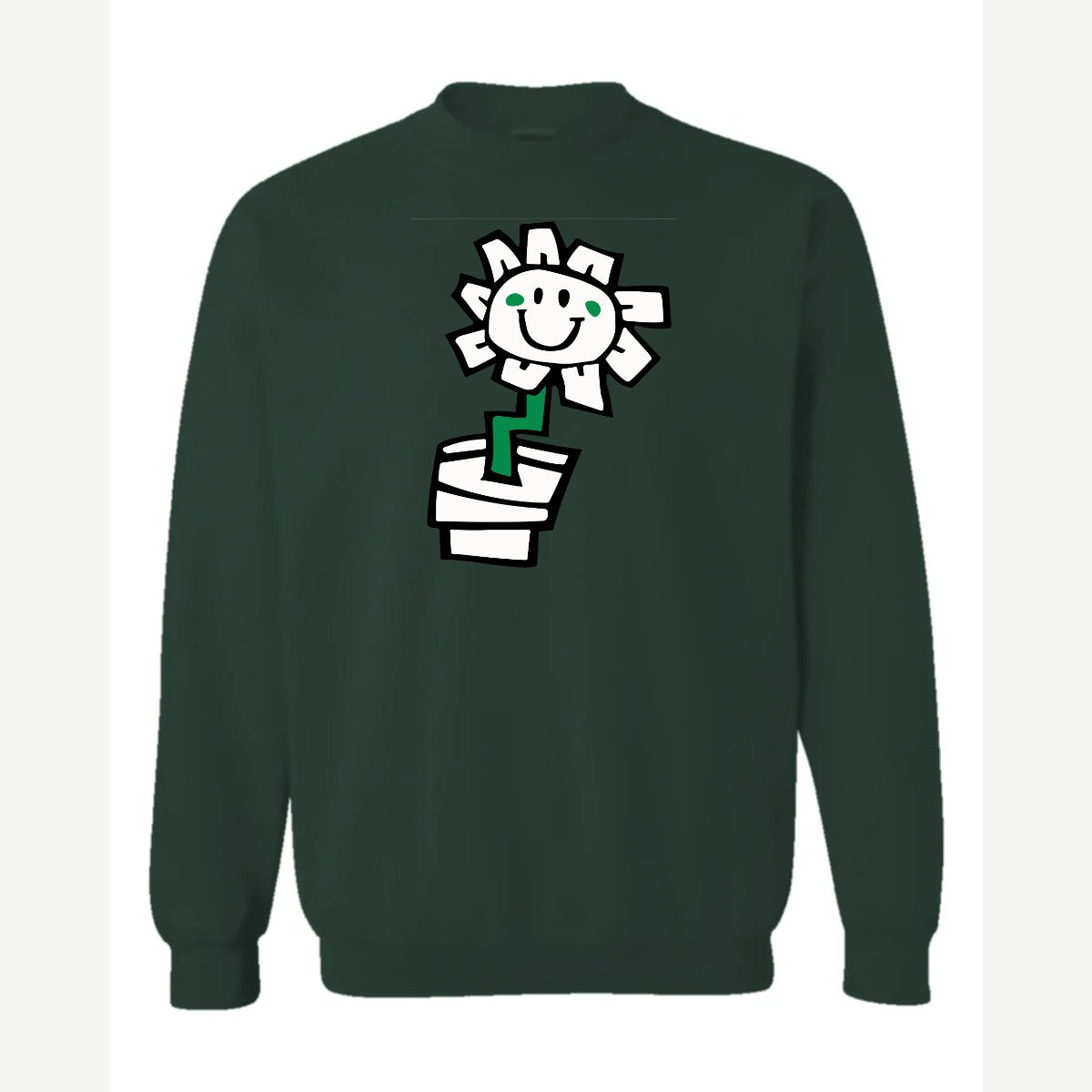 Kurplunk Flower — Crewneck Sweatshirt / Forest Green