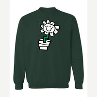 Kurplunk Flower — Crewneck Sweatshirt / Forest Green