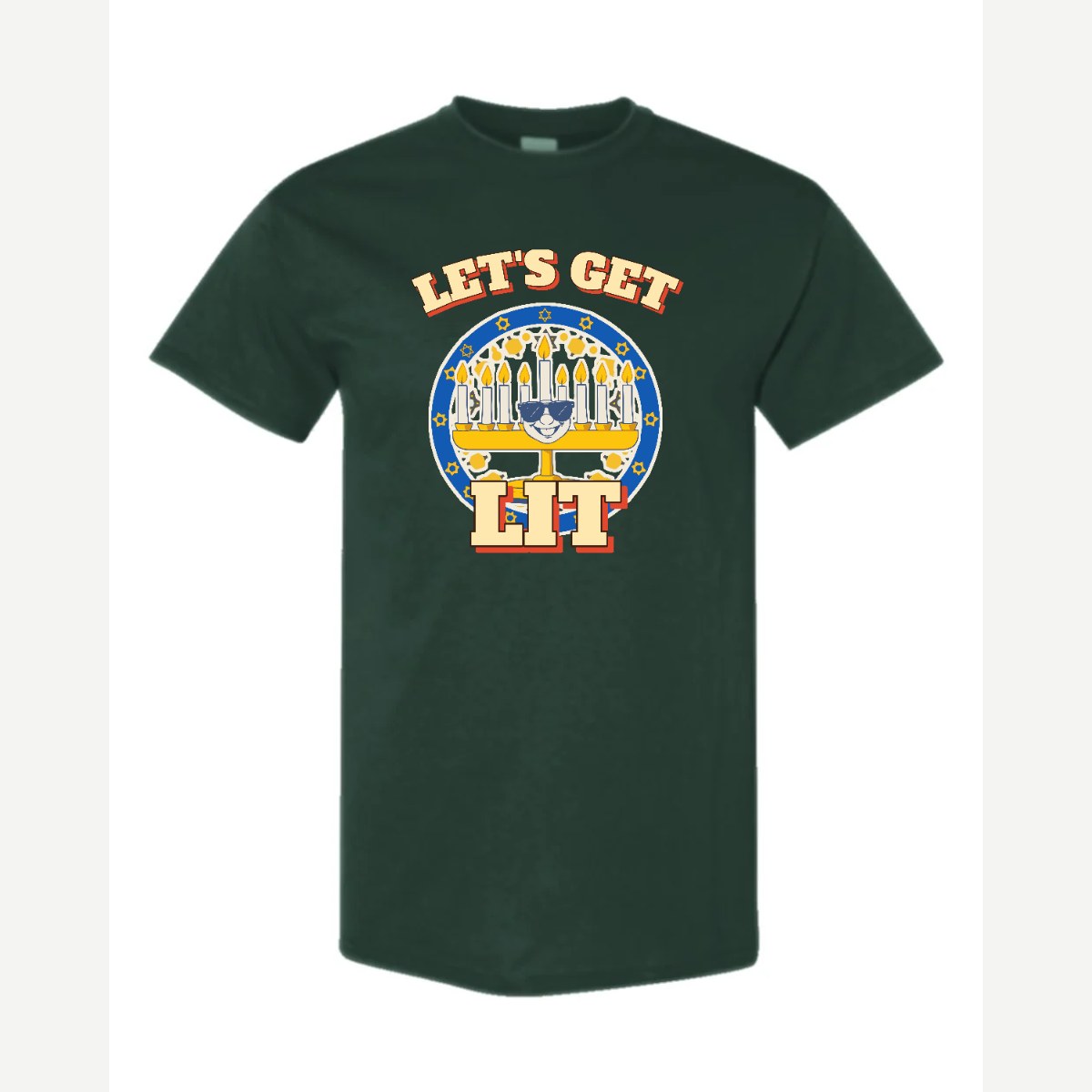 Let's Get Lit (Menorah) — Classic Tee / Forest Green