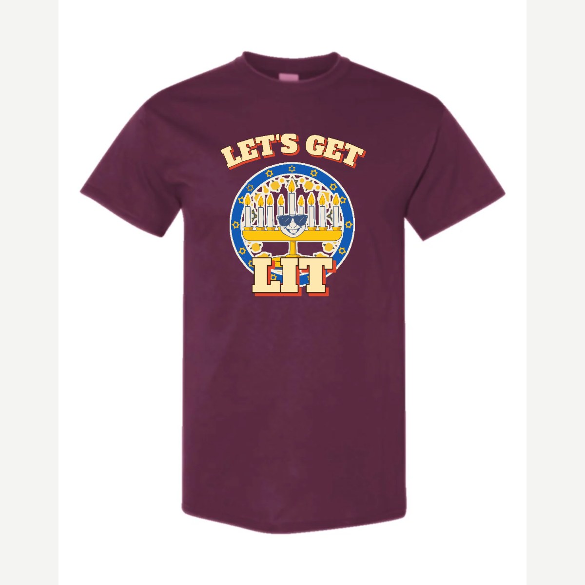 Let's Get Lit (Menorah) — Classic Tee / Maroon