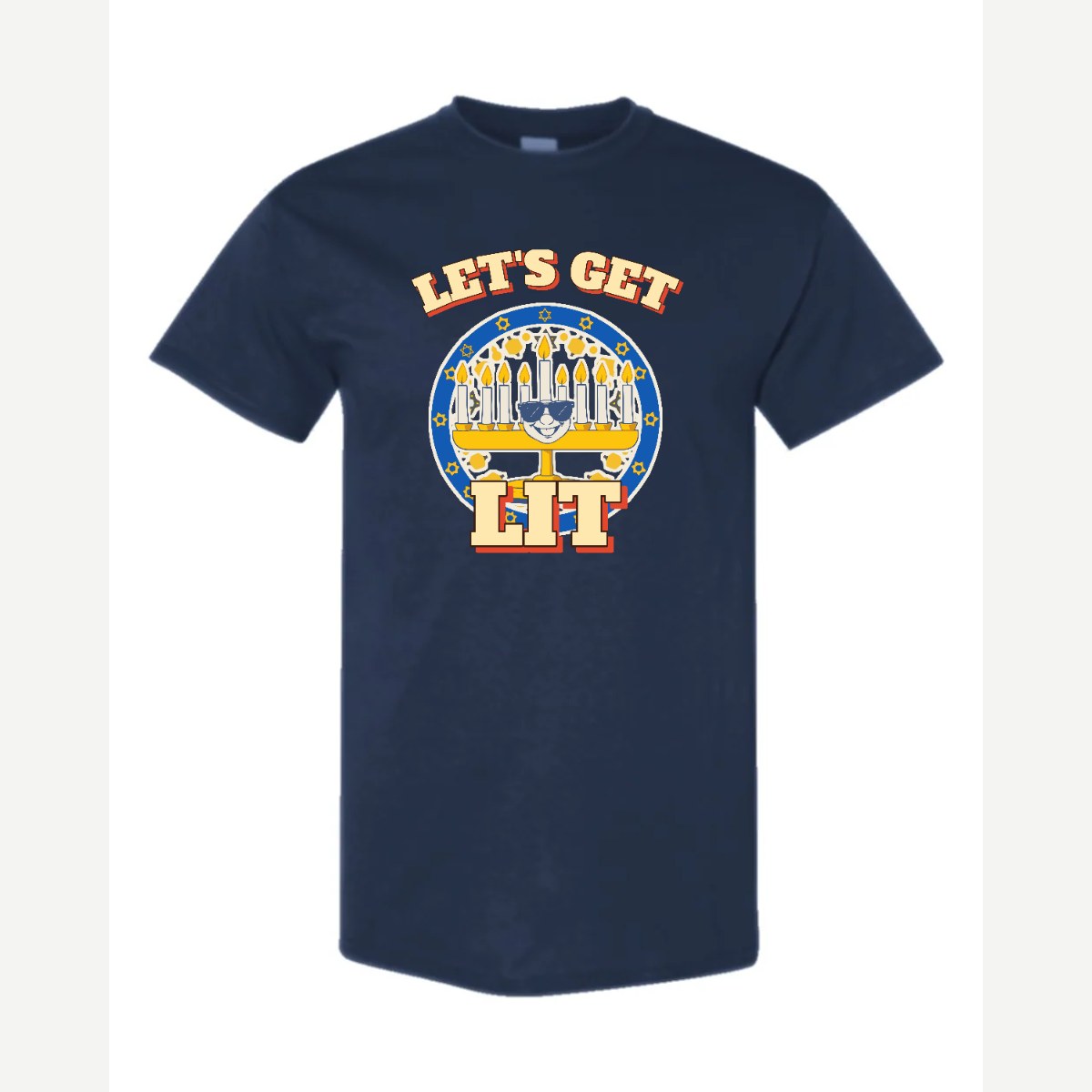 Let's Get Lit (Menorah) — Classic Tee / Navy
