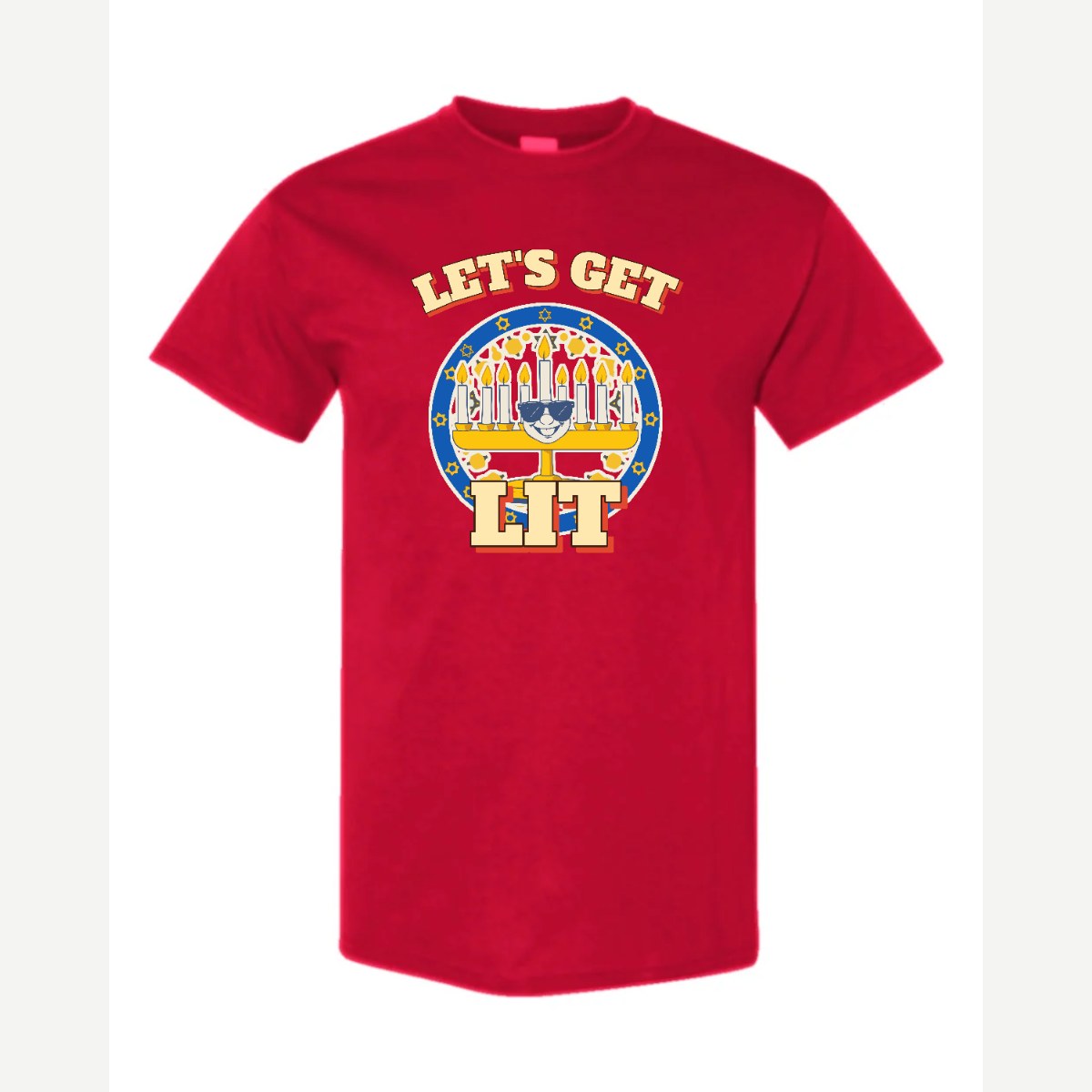 Let's Get Lit (Menorah) — Classic Tee / Red