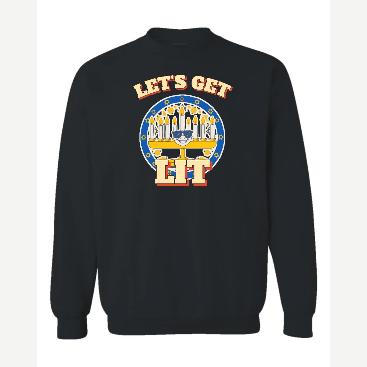 Let's Get Lit (Menorah) — Crewneck Sweatshirt / Black