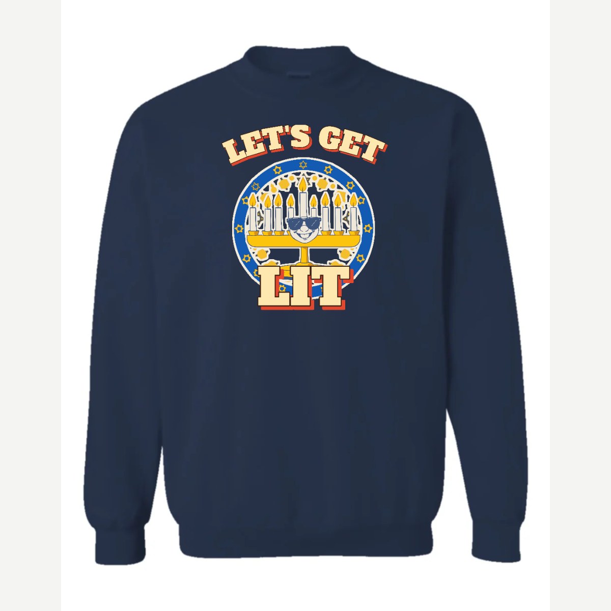 Let's Get Lit (Menorah) — Crewneck Sweatshirt / Navy
