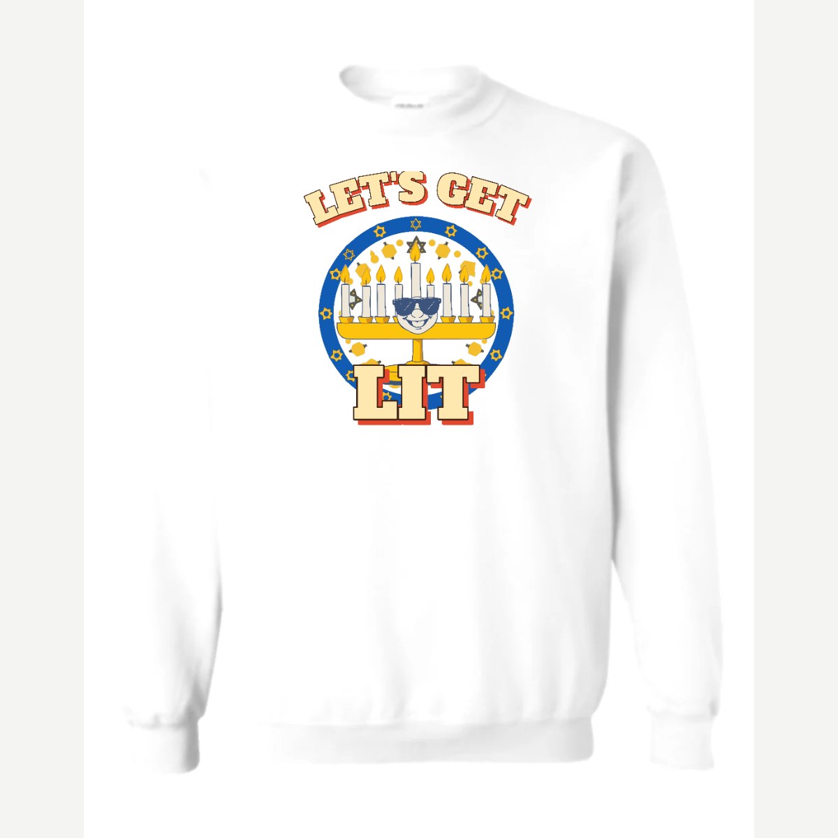 Let's Get Lit (Menorah) — Crewneck Sweatshirt / White