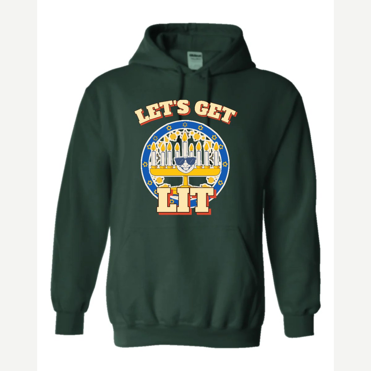 Let's Get Lit (Menorah) — Hoodie / Forest Green
