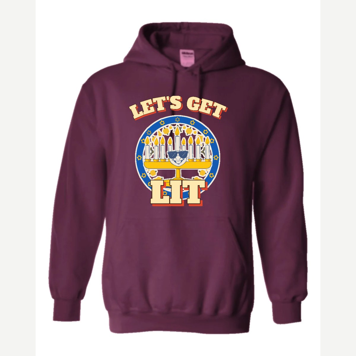 Let's Get Lit (Menorah) — Hoodie / Maroon