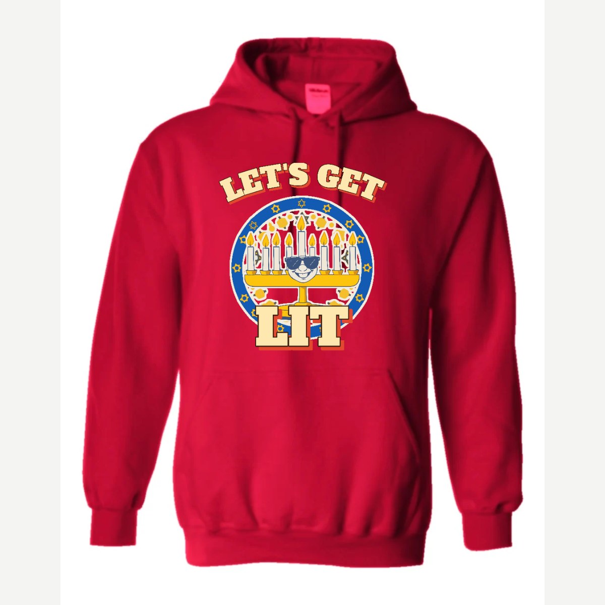Let's Get Lit (Menorah) — Hoodie / Red