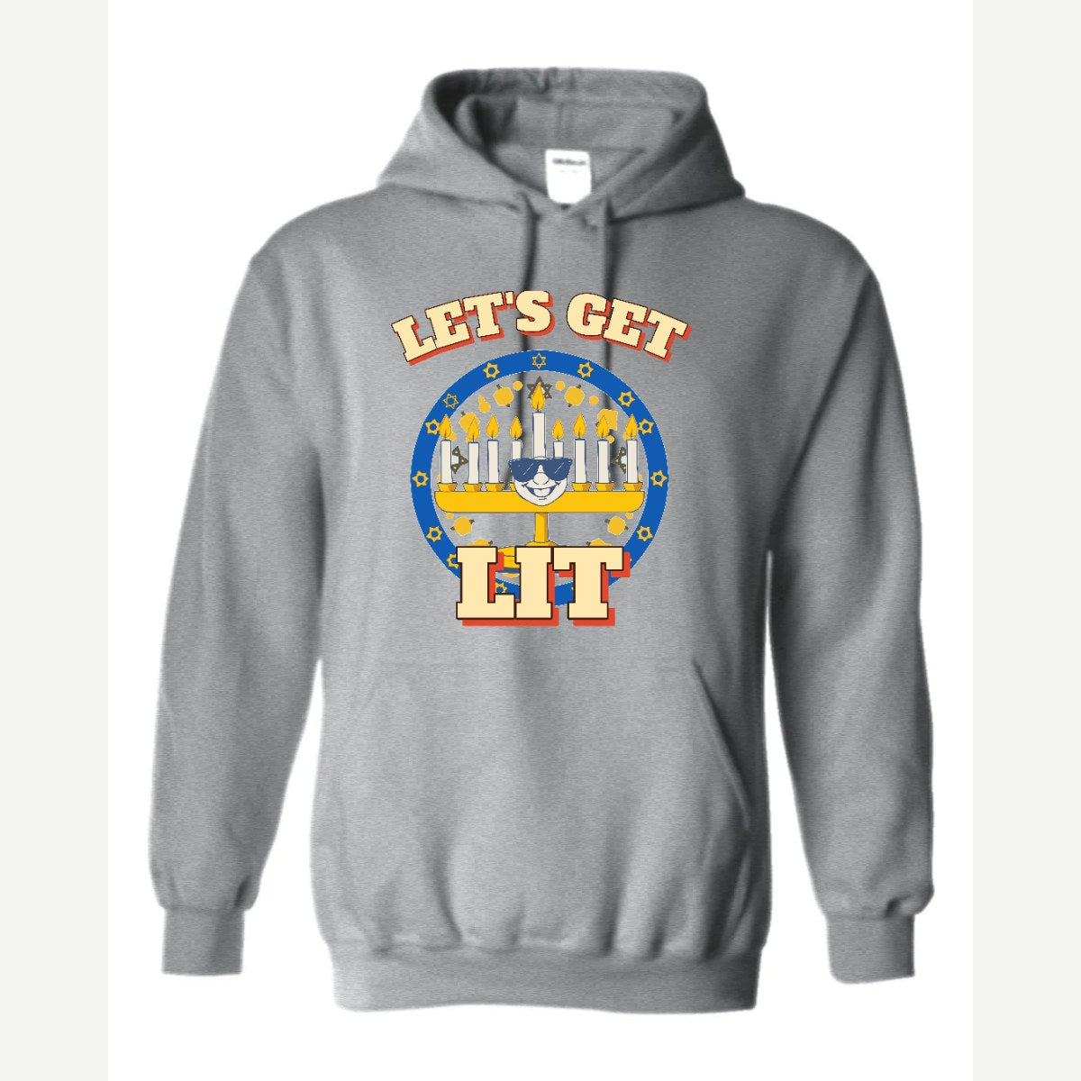 Let's Get Lit (Menorah) — Hoodie / Sport Grey