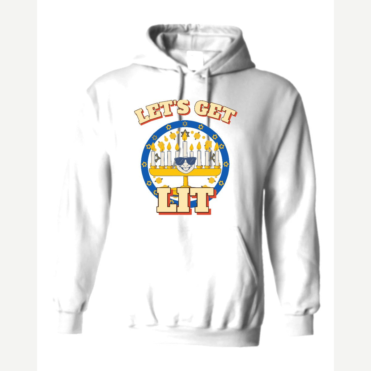 Let's Get Lit (Menorah) — Hoodie / White