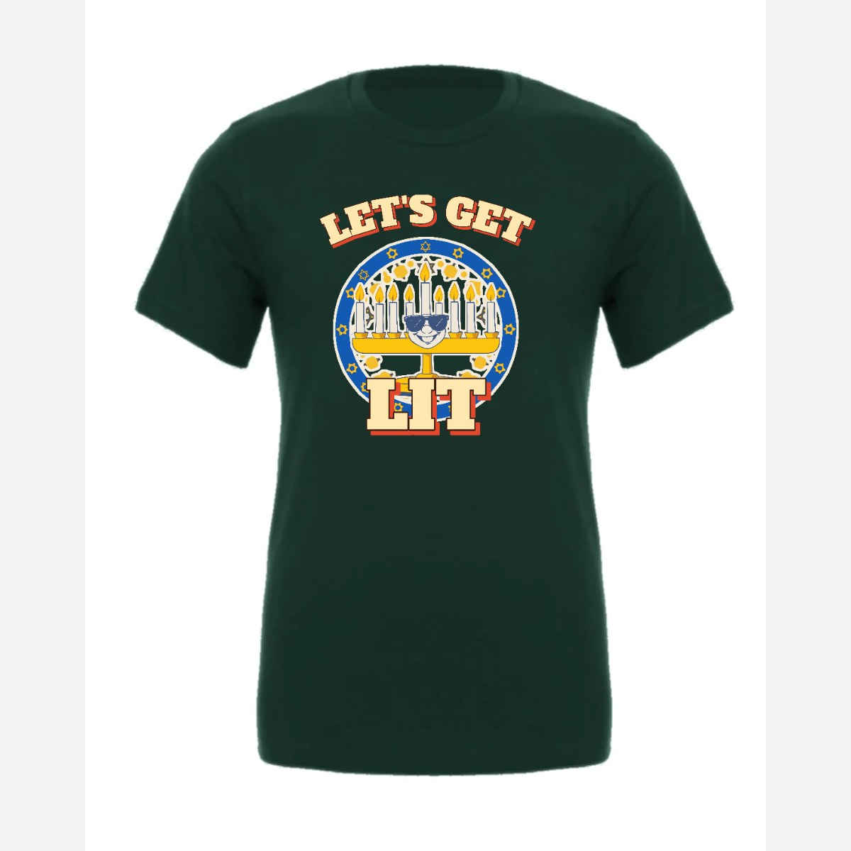 Let's Get Lit (Menorah) — Premium Tee / Forest