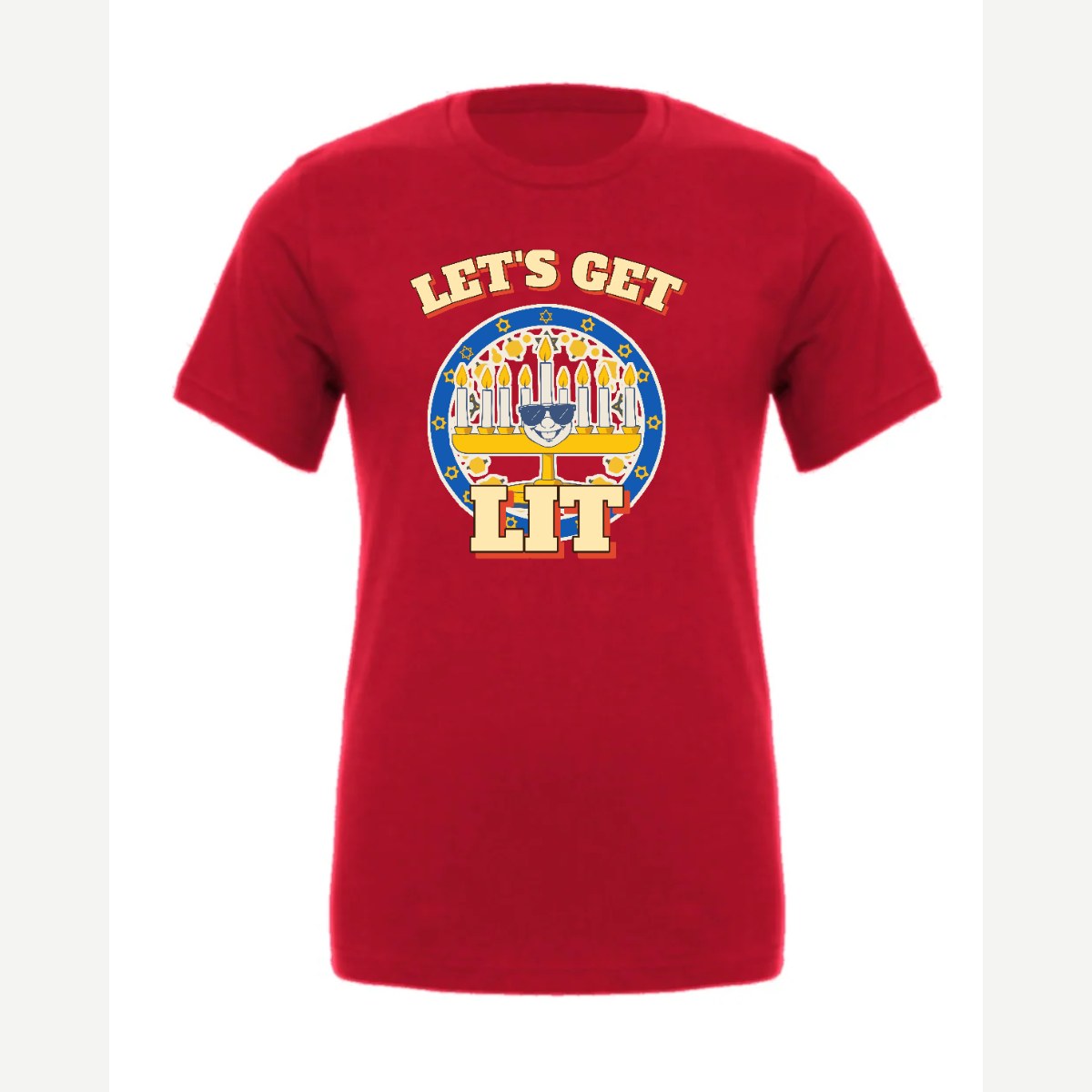 Let's Get Lit (Menorah) — Premium Tee / Red