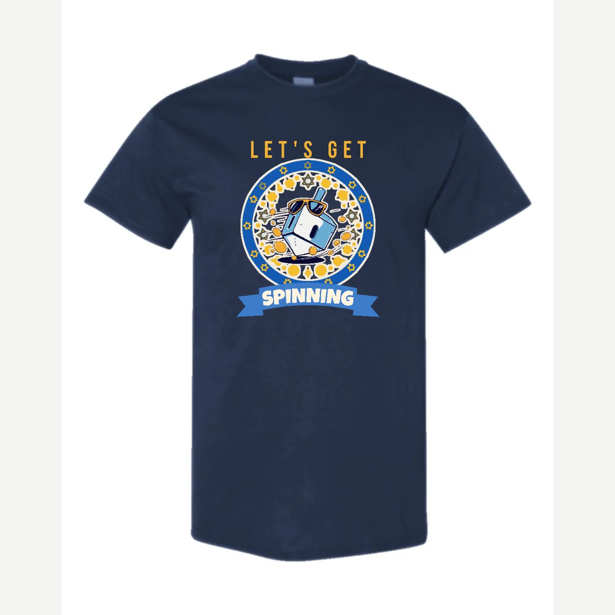 Let's Get Spinning (Dreidel) — Classic Tee / Navy