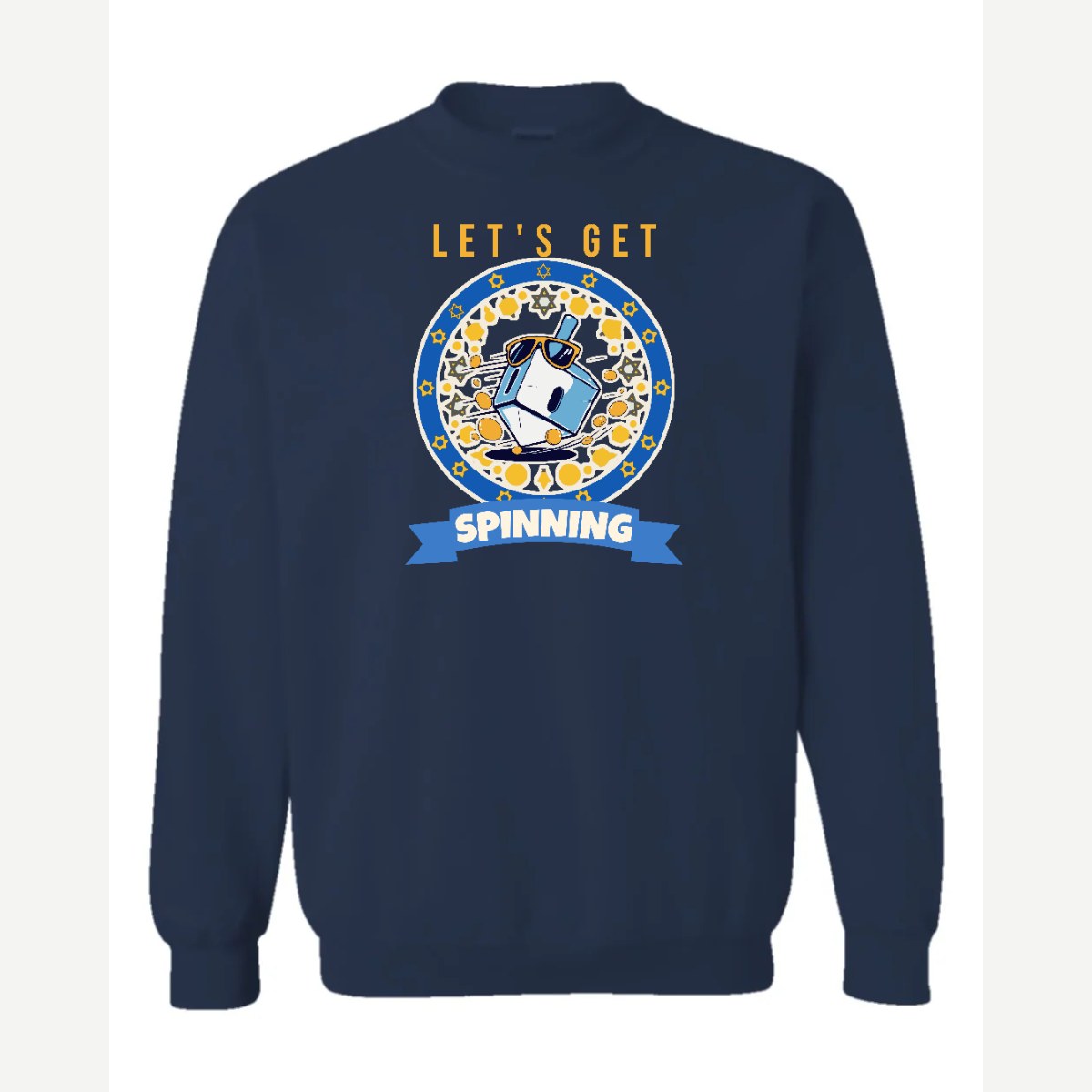 Let's Get Spinning (Dreidel) — Crewneck Sweatshirt / Navy