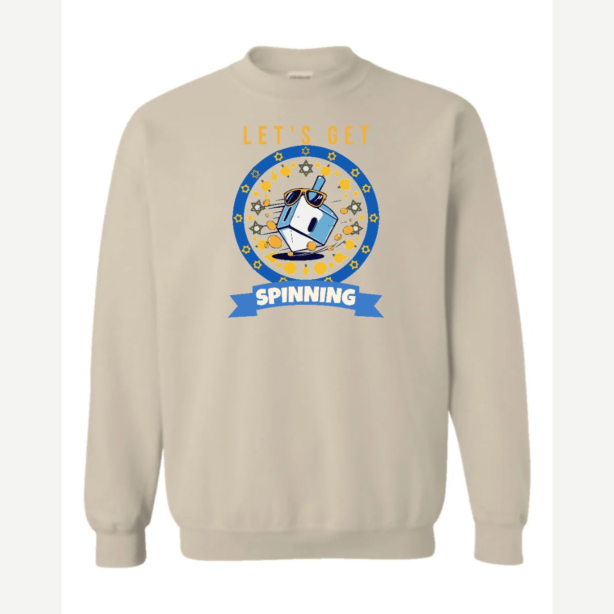 Let's Get Spinning (Dreidel) — Crewneck Sweatshirt / Sand