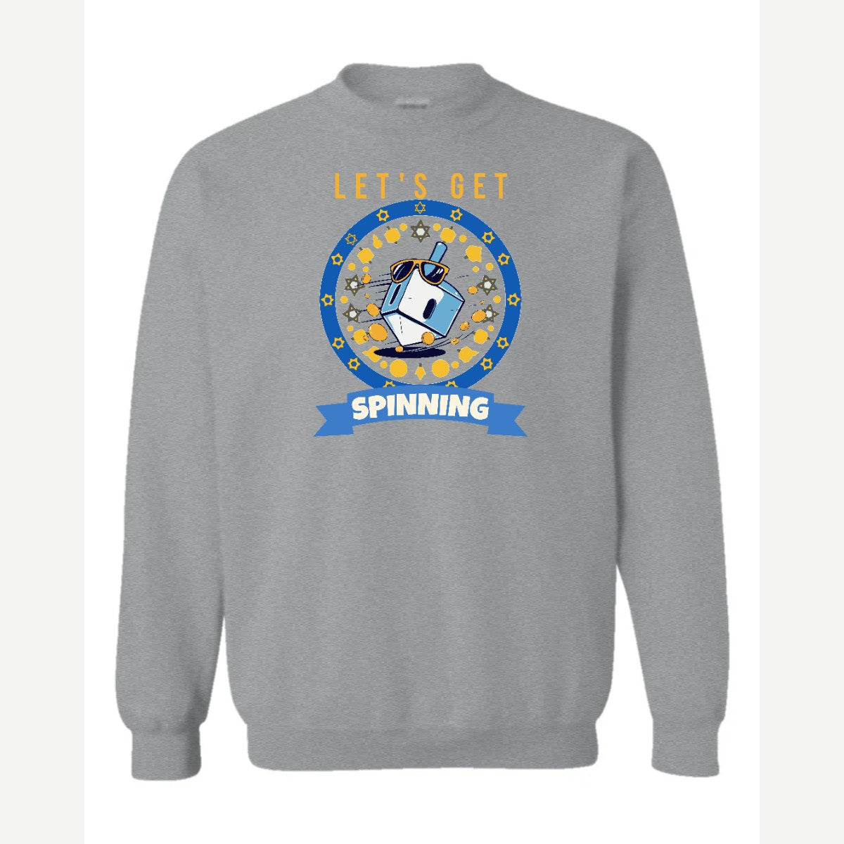 Let's Get Spinning (Dreidel) — Crewneck Sweatshirt / Sport Grey