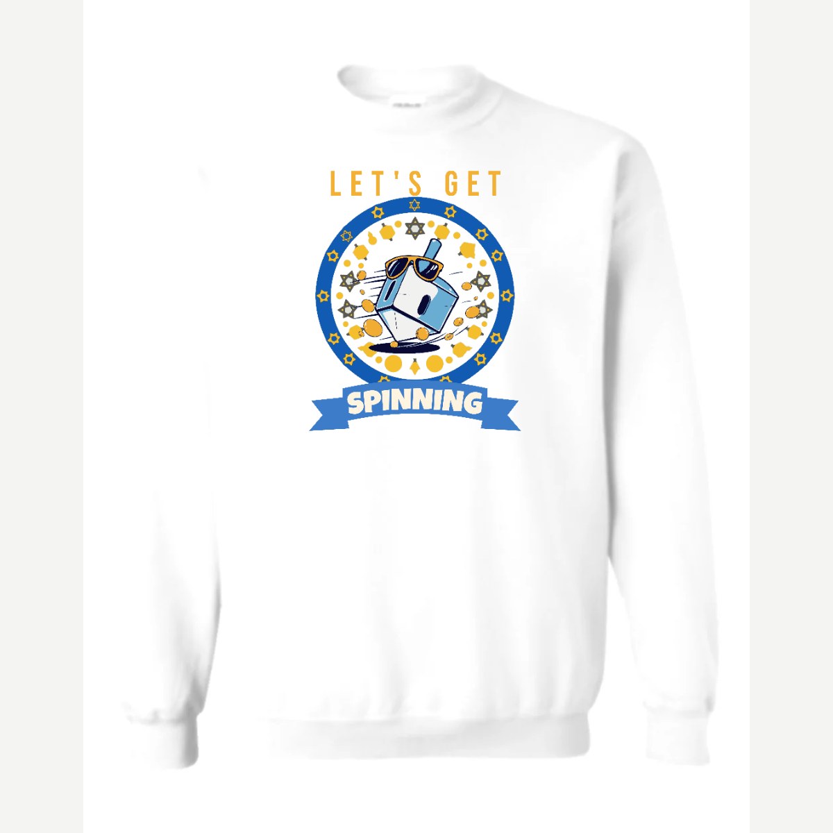 Let's Get Spinning (Dreidel) — Crewneck Sweatshirt / White