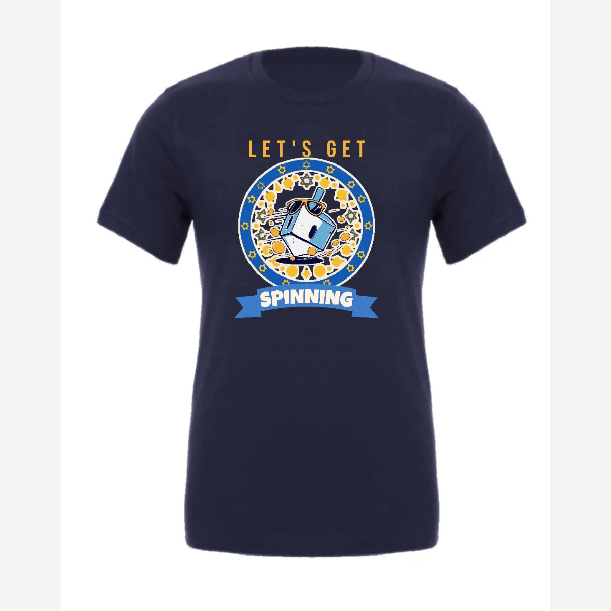 Let's Get Spinning (Dreidel) — Premium Tee / Navy