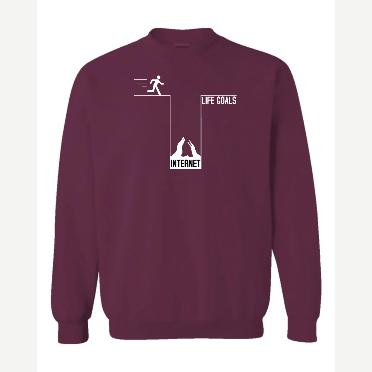 Life Goals: Internet — Crewneck Sweatshirt / Maroon