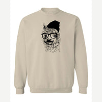 Llama Got Style (Hipster Llama) — Crewneck Sweatshirt / Sand