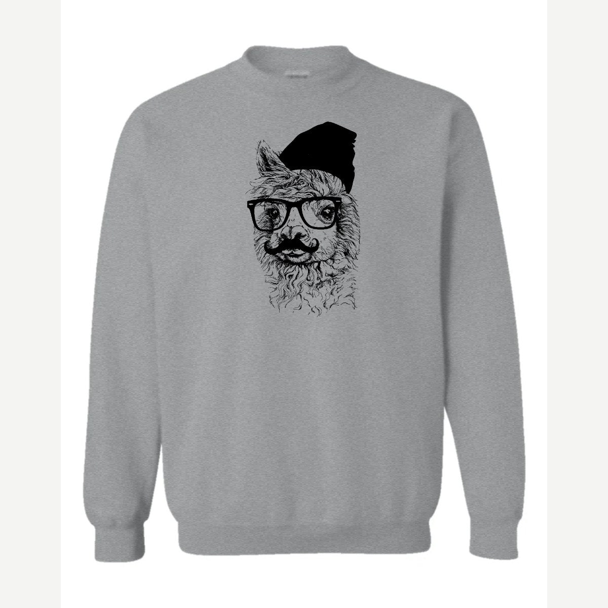 Llama Got Style (Hipster Llama) — Crewneck Sweatshirt / Sport Grey