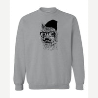 Llama Got Style (Hipster Llama) — Crewneck Sweatshirt / Sport Grey