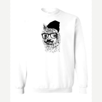 Llama Got Style (Hipster Llama) — Crewneck Sweatshirt / White