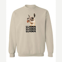 Llama Llama Llama — Crewneck Sweatshirt / Sand