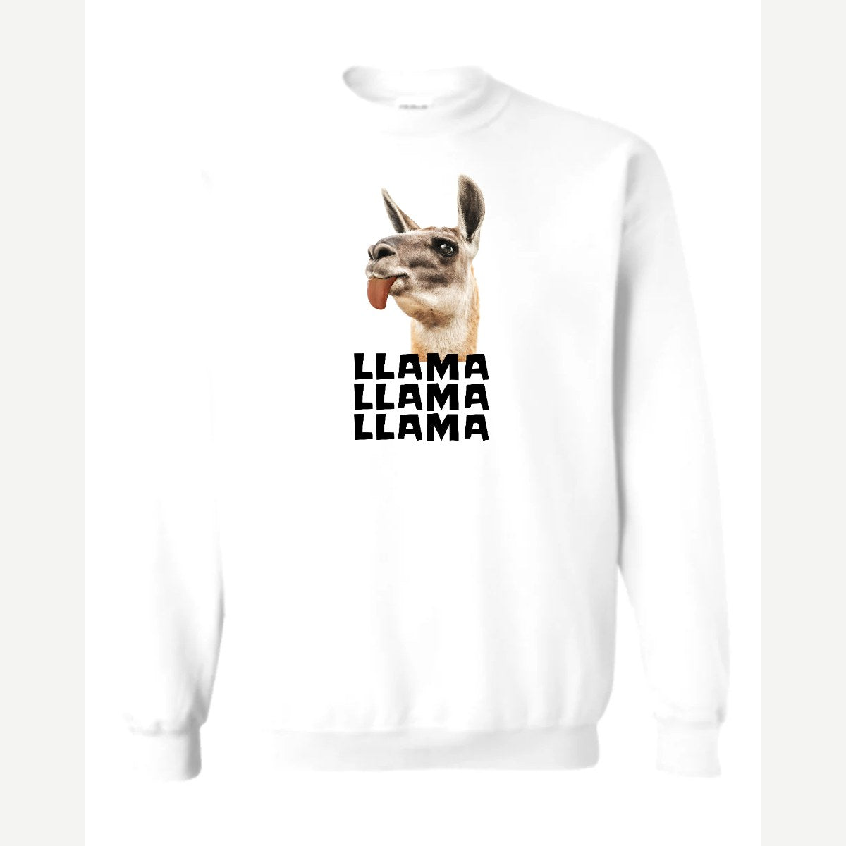 Llama Llama Llama — Crewneck Sweatshirt / White