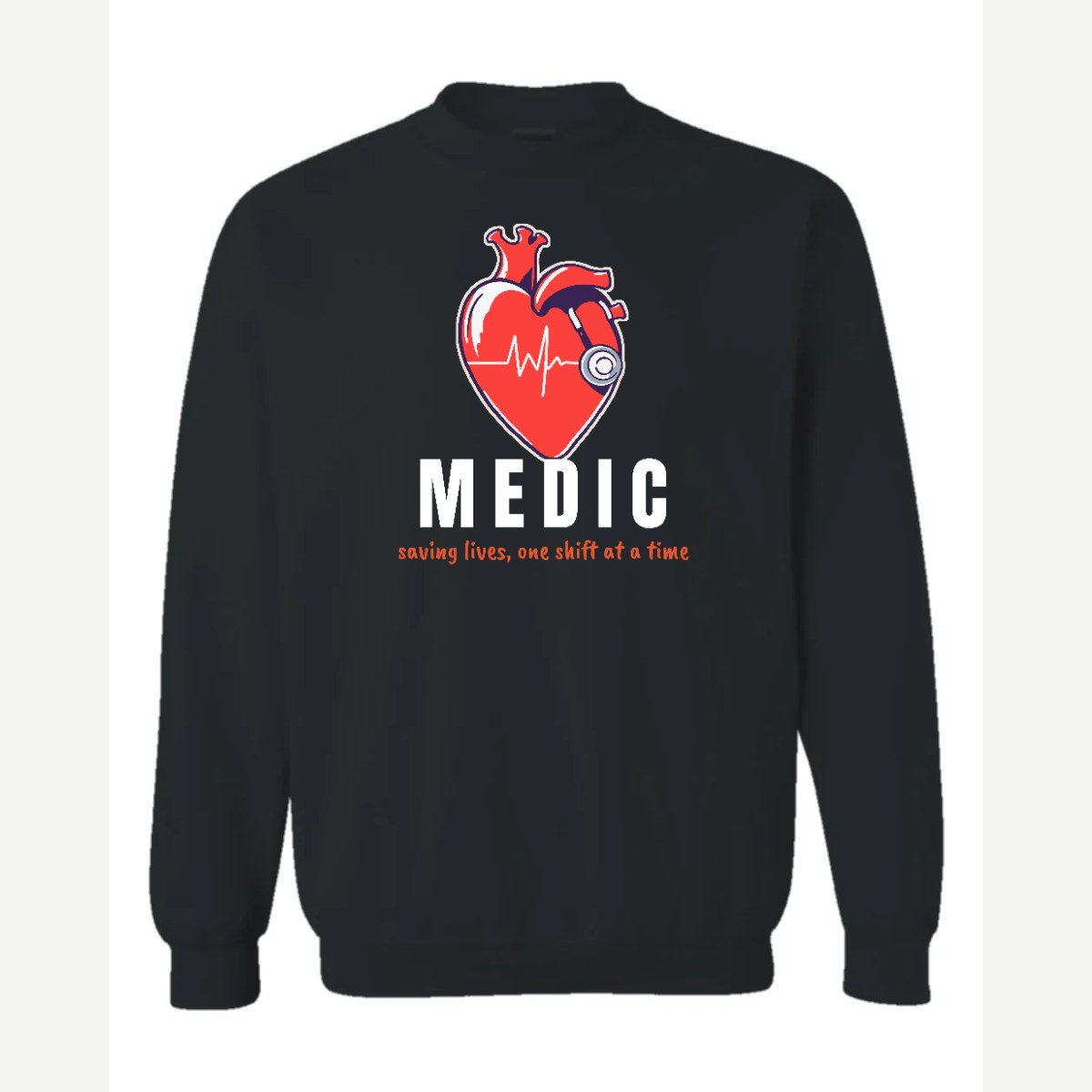 Medic (Heart and Stethoscope) — Crewneck Sweatshirt / Black