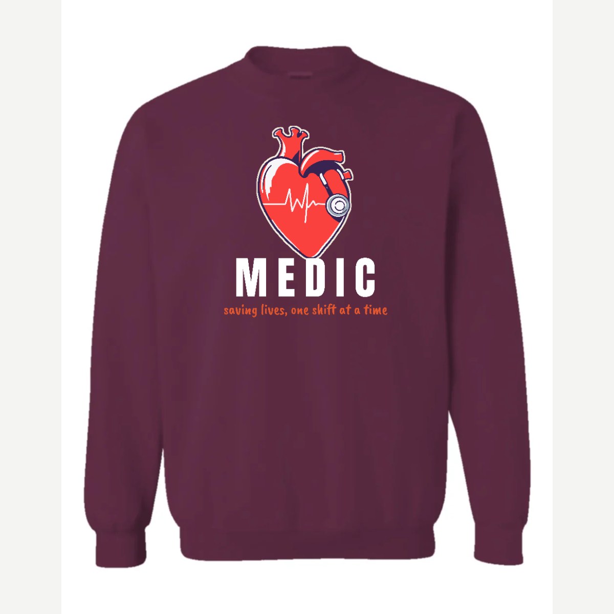 Medic (Heart and Stethoscope) — Crewneck Sweatshirt / Maroon