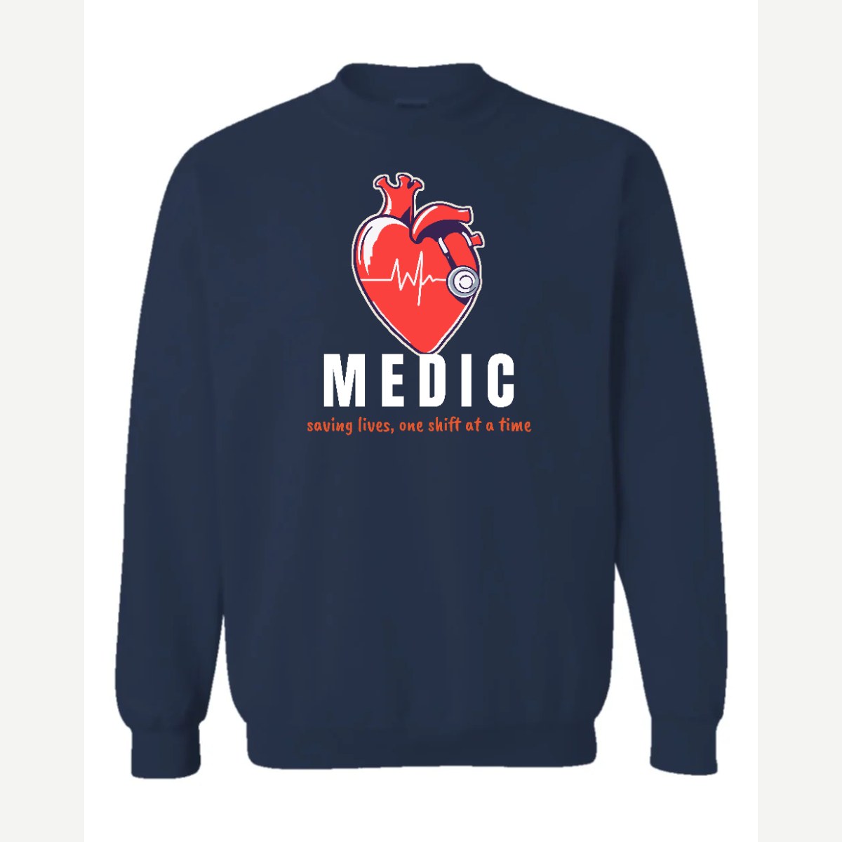 Medic (Heart and Stethoscope) — Crewneck Sweatshirt / Navy