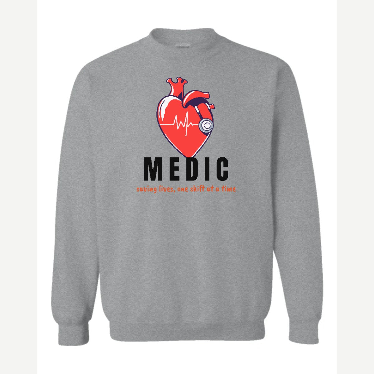 Medic (Heart and Stethoscope) — Crewneck Sweatshirt / Sport Grey