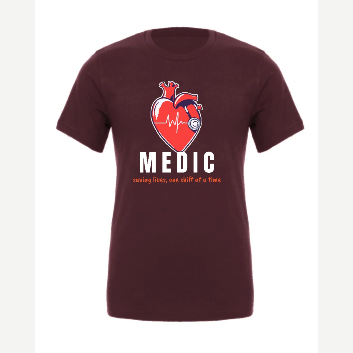 Medic (Heart and Stethoscope) — Premium Tee / Maroon