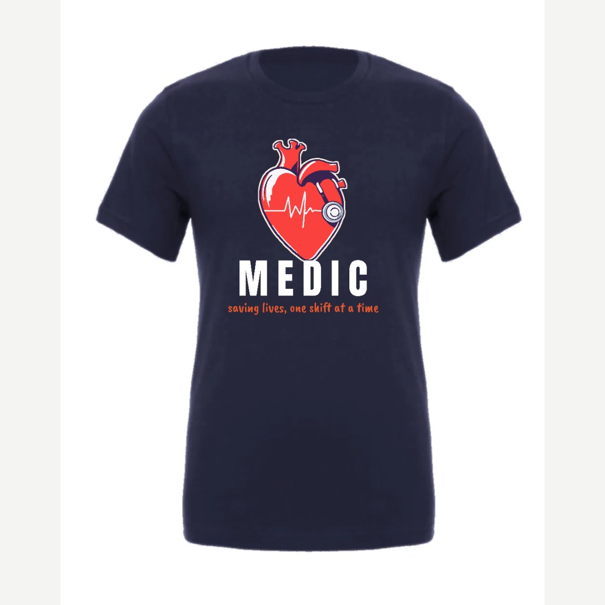 Medic (Heart and Stethoscope) — Premium Tee / Navy